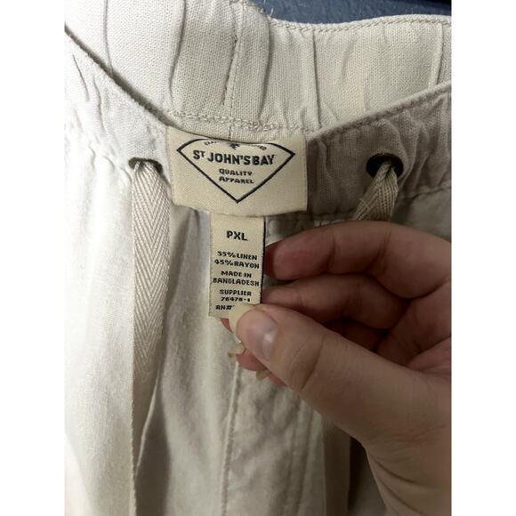 St John's Bay Linen Blend Cream Capri/Cropped Pants Jogger Bottoms Petite XL - Picture 6 of 9
